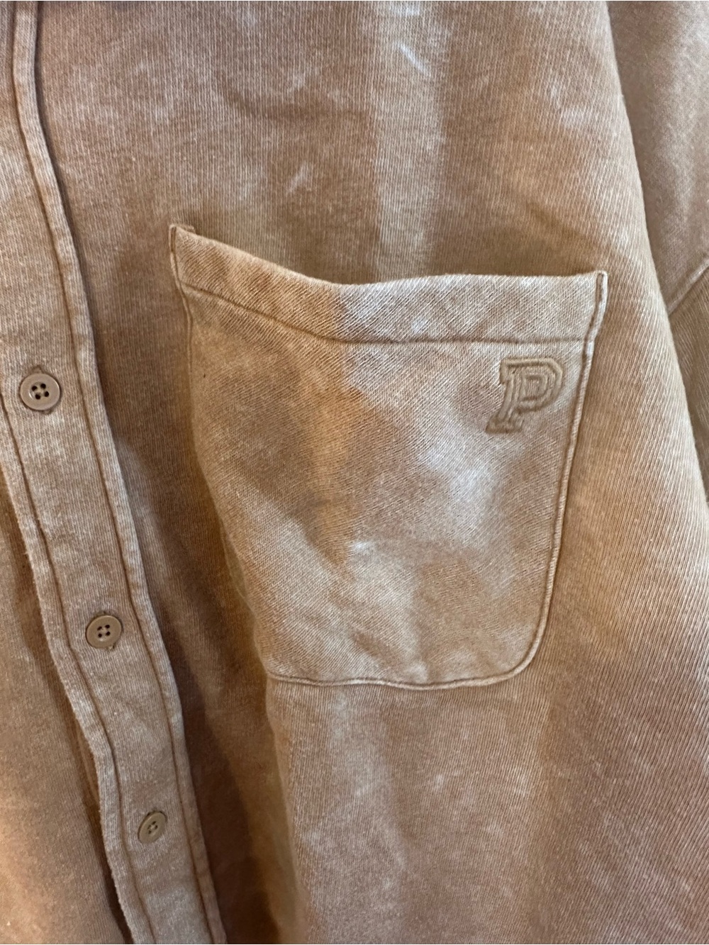 PINK Victoria's Secret Shacket Tan Brown Button-Up Sweatshirt NWT - Picture 5 of 7